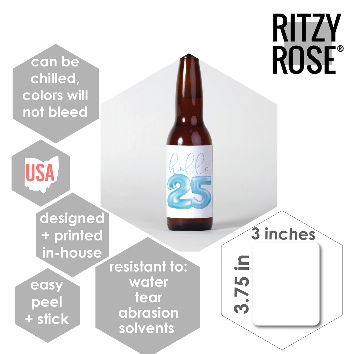40th Birthday Beer Labels, Pack of 6
