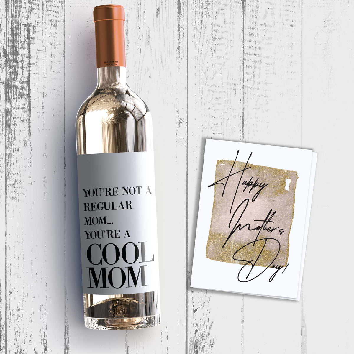 Cool Mom Mother's Day Wine Label and Card