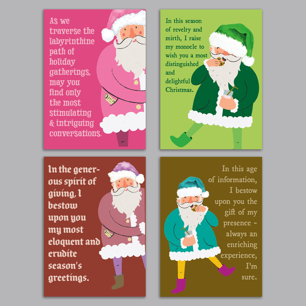 Highbrow Santa Claus Christmas Cards, Set of 24