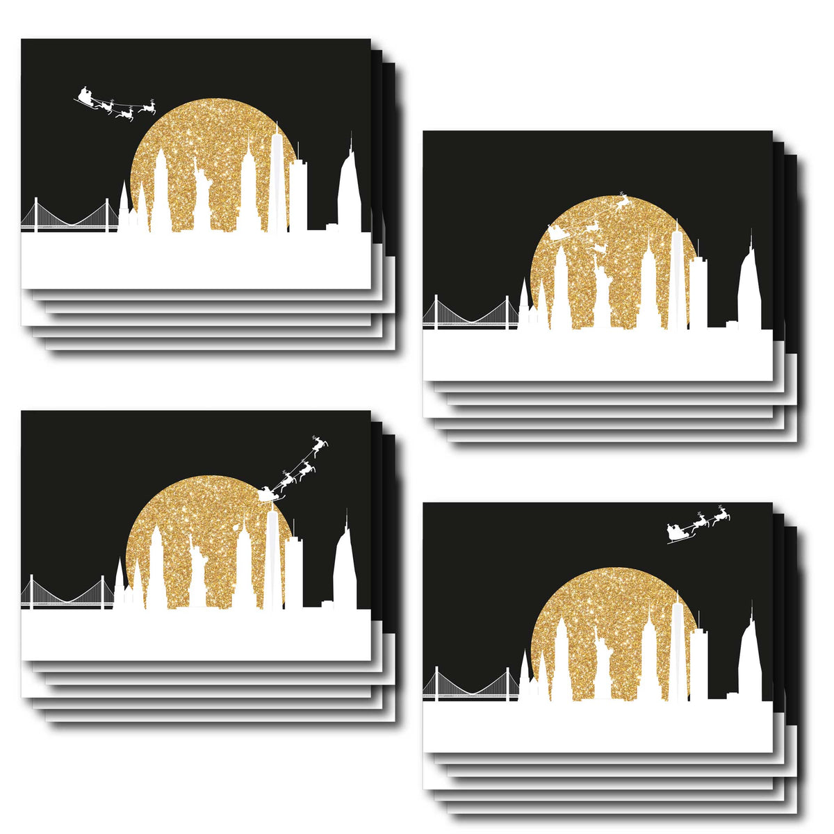 Santa Flying Over New York City Christmas Cards, Set of 24