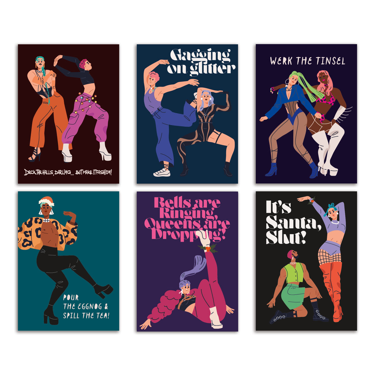 Drag Queen Christmas Greeting Cards, Set of 24
