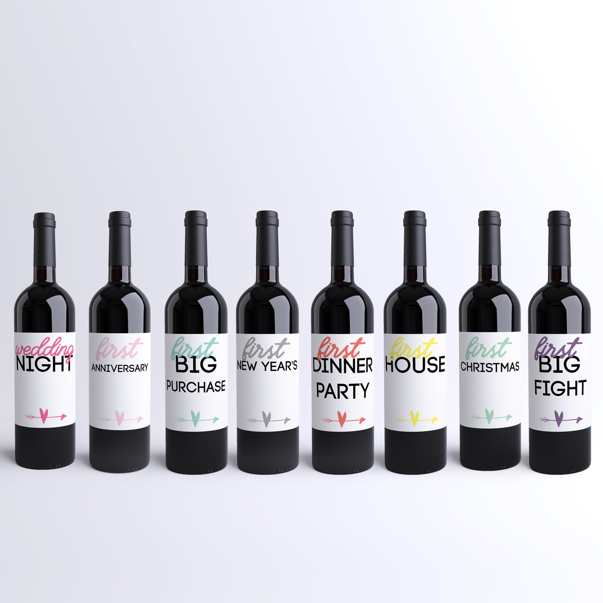 Marriage Milestone Wine Labels, Pack of 8