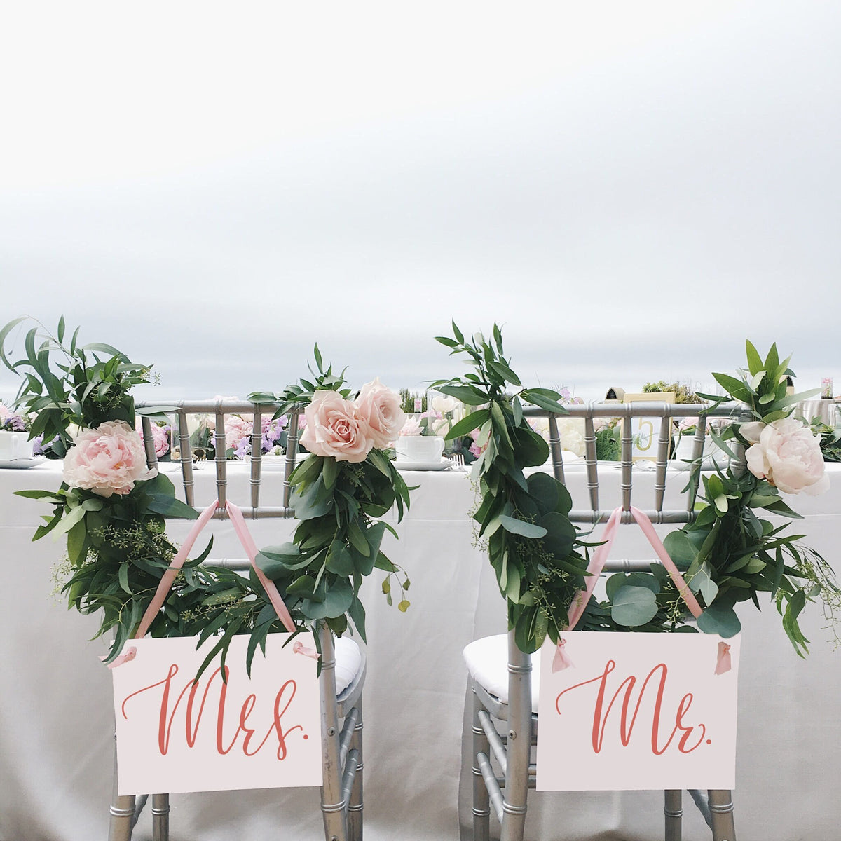 Mr. & Mrs. Wedding Chair Banners, Set of 2