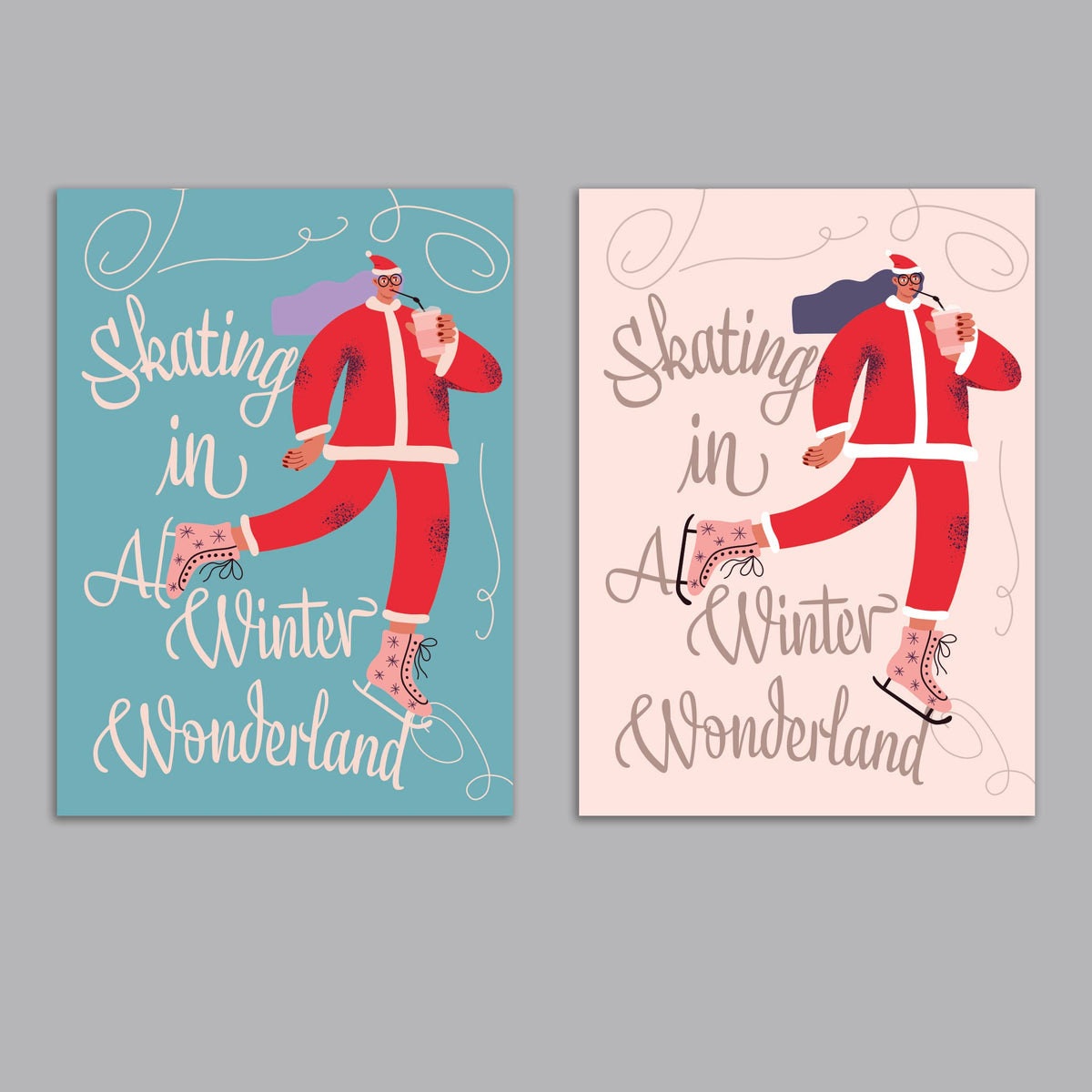 Ice Skating Winter Wonderland Greeting Cards, Set of 24