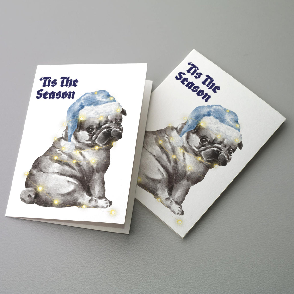 'Tis The Season Pug Greeting Cards, Set of 24