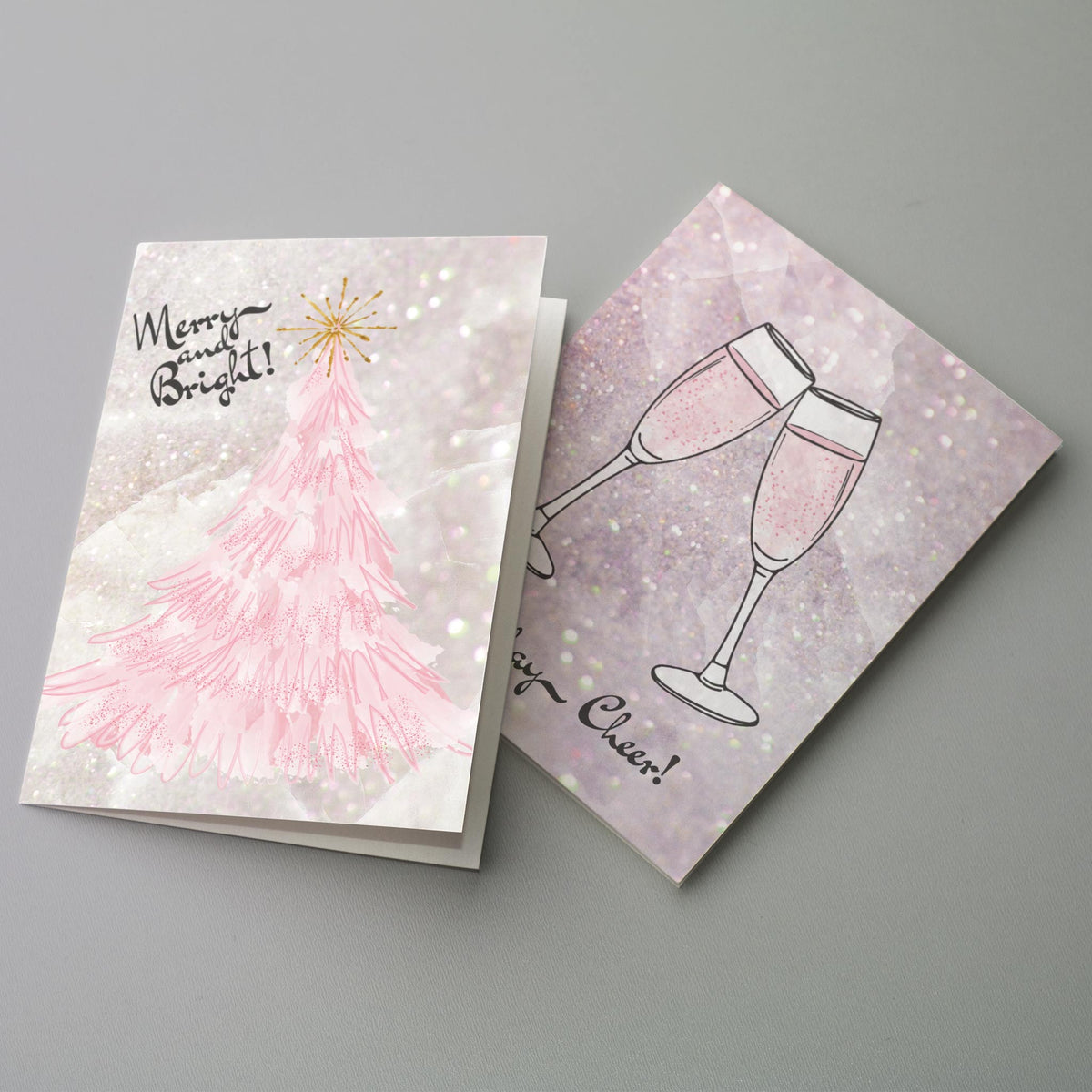 Cheers and Christmas Tree Greeting Cards, Set of 24