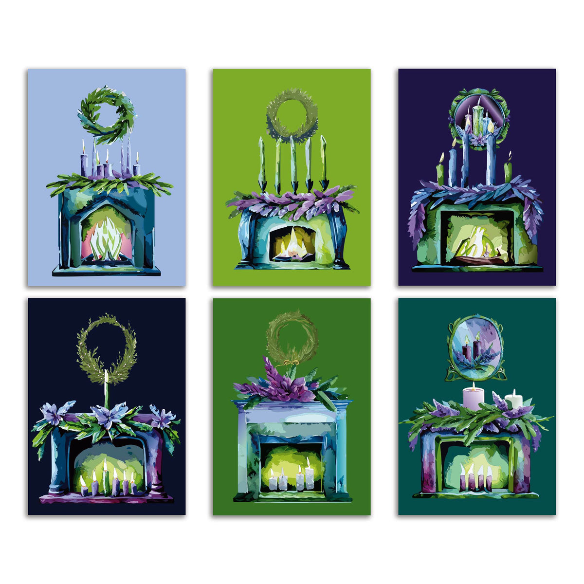 Enchanted Embers Fireplace Christmas Cards, Set of 24