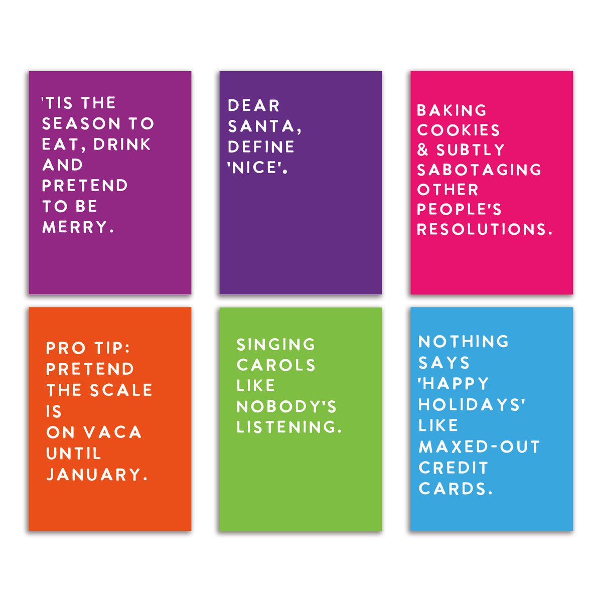 Modern Humorous Christmas Greeting Cards, Set of 24
