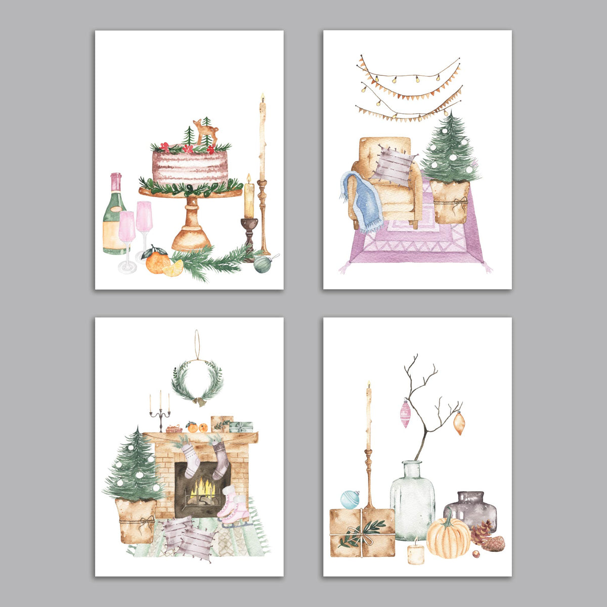 Cozy Home Holiday Greeting Cards, Set of 24