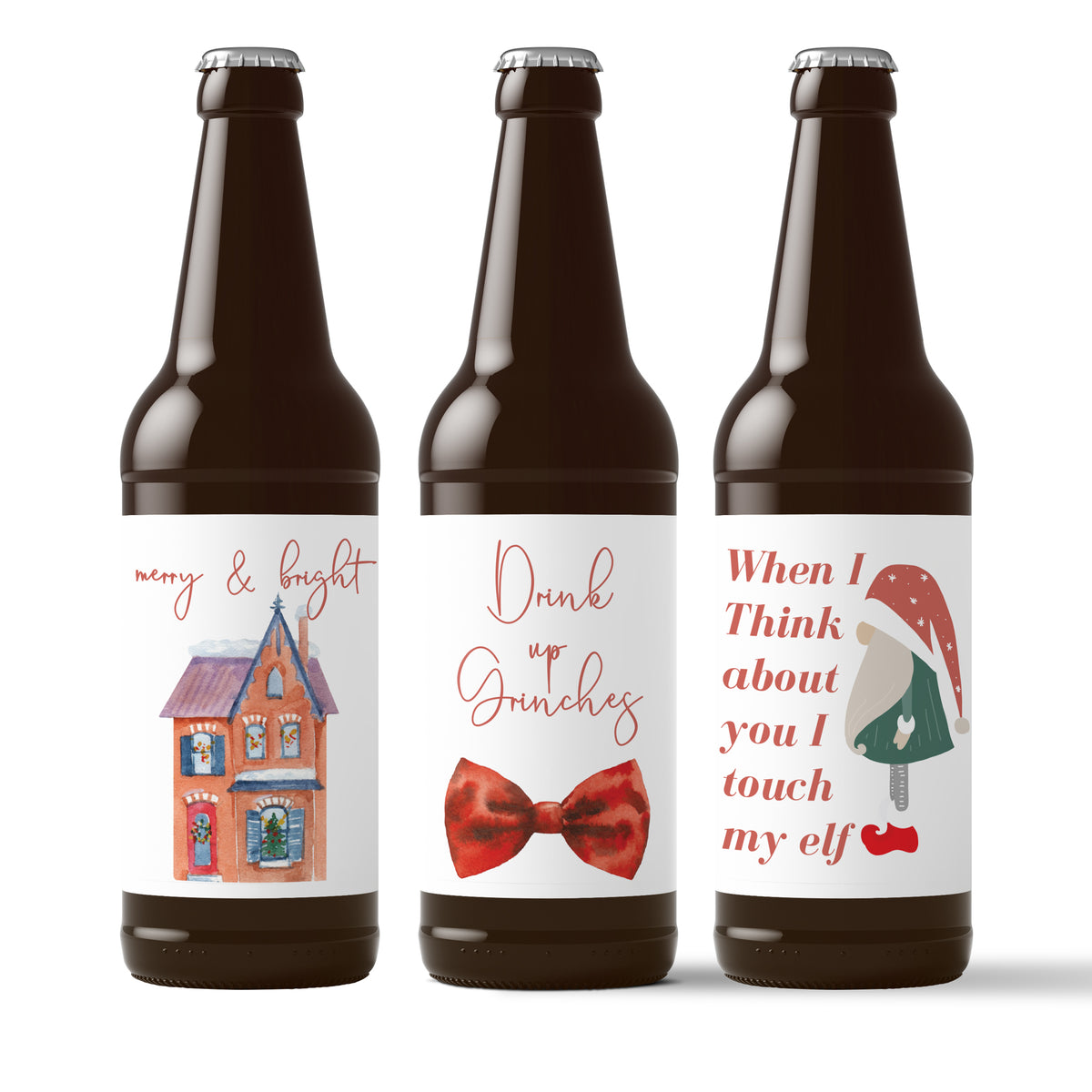 Festive Holiday Beer Labels, Pack of 6