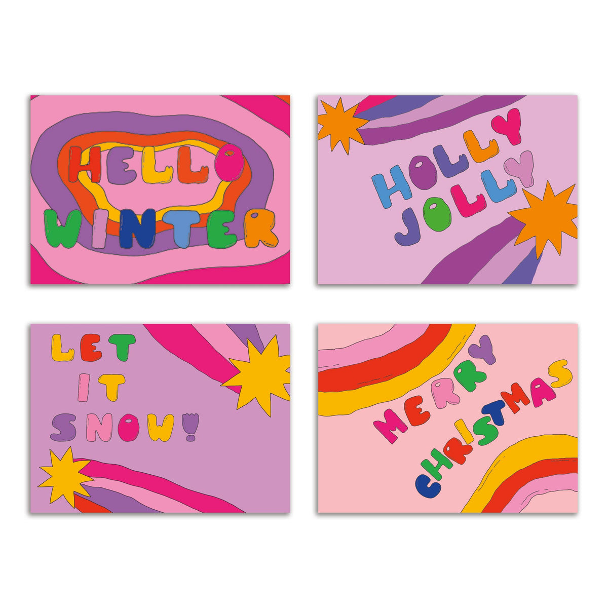 Hippy Holiday Christmas Cards, Set of 24