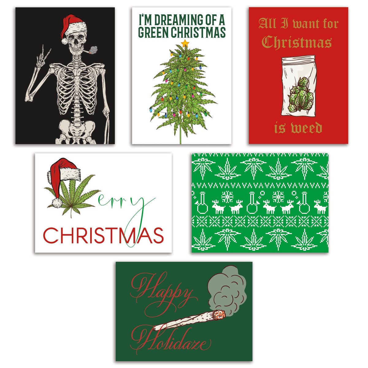 Cannabis Christmas Cards, Set of 24