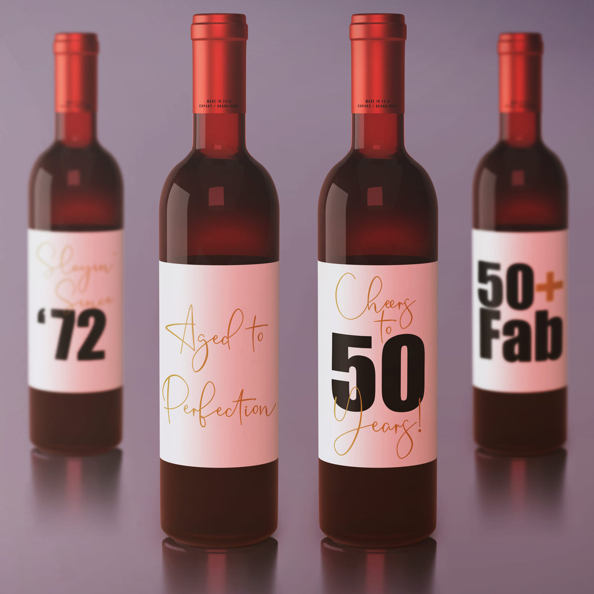 50th Birthday Wine Labels, Pack of 4