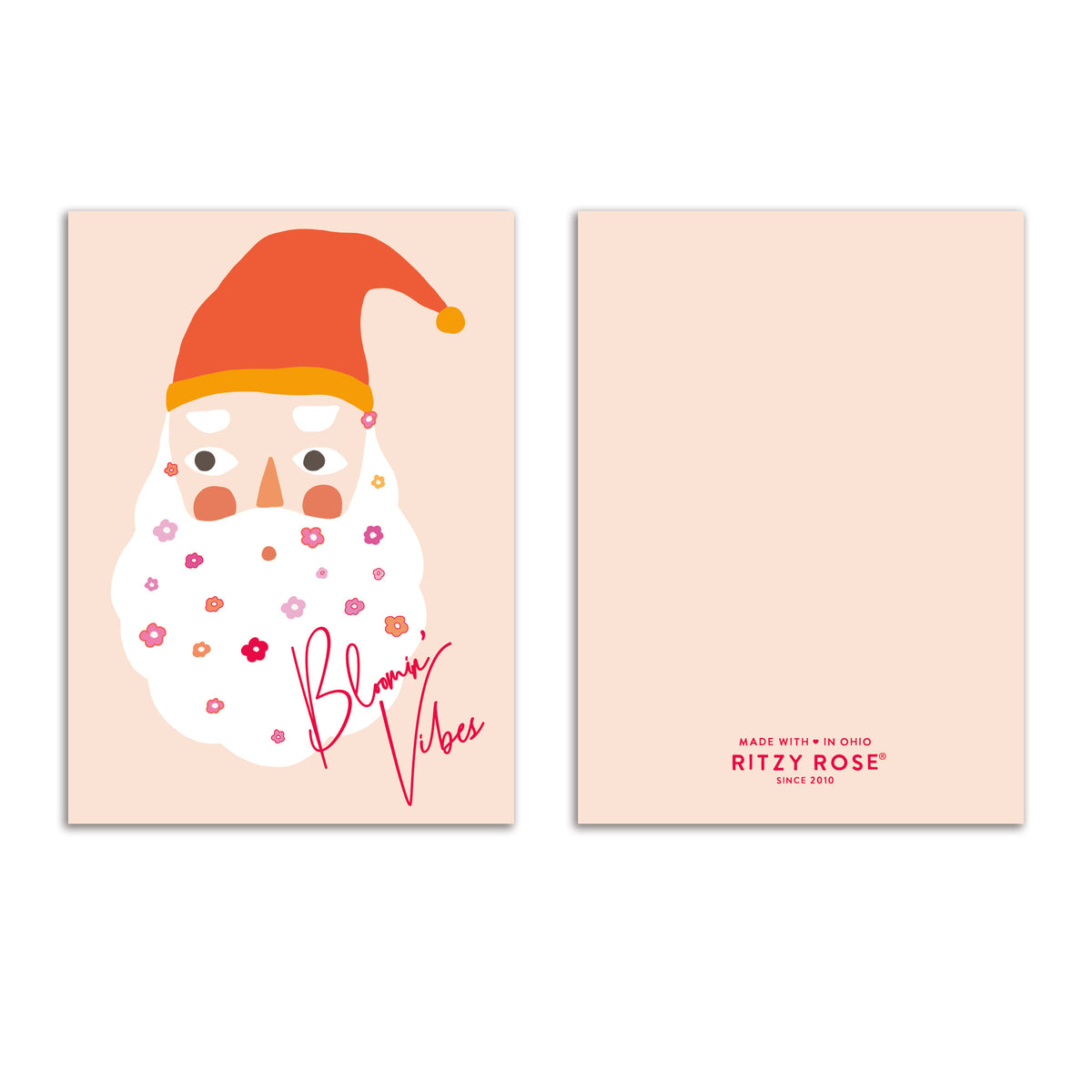 Bloomin' Vibes Floral Beard Santa Christmas Cards, Set of 24