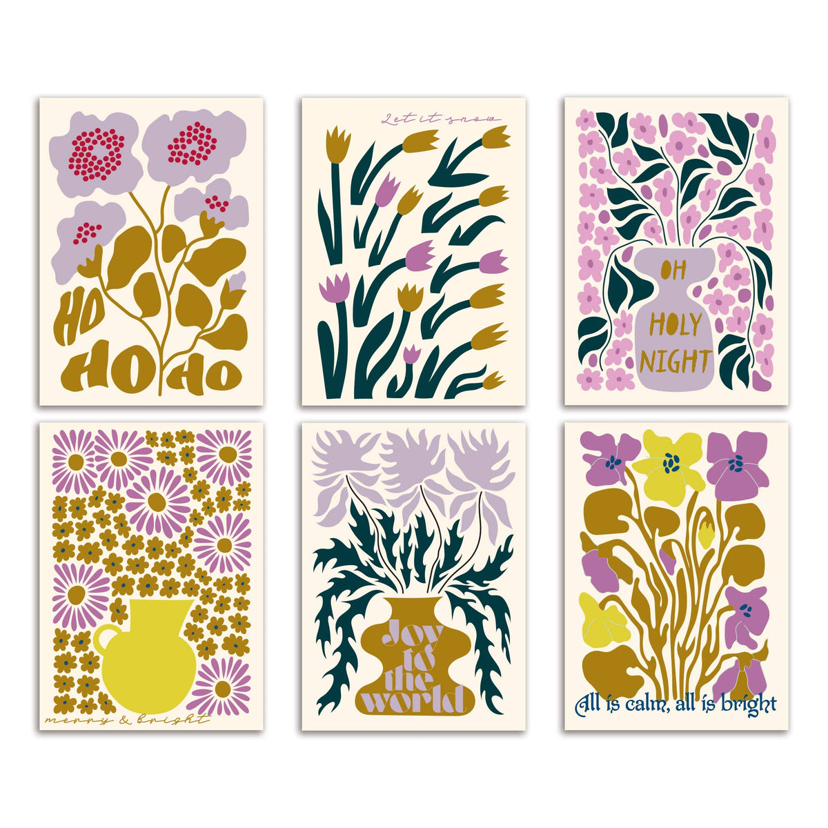 Modern Botanical Christmas Cards, Set of 24