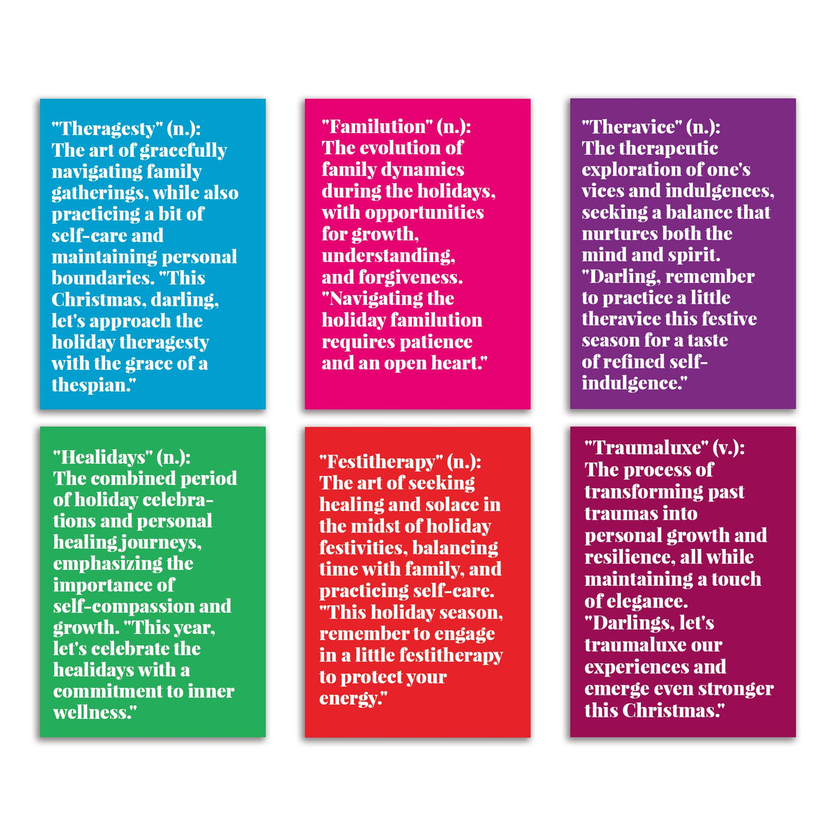 Mental Health Funny Holiday Greeting Cards, Set of 24