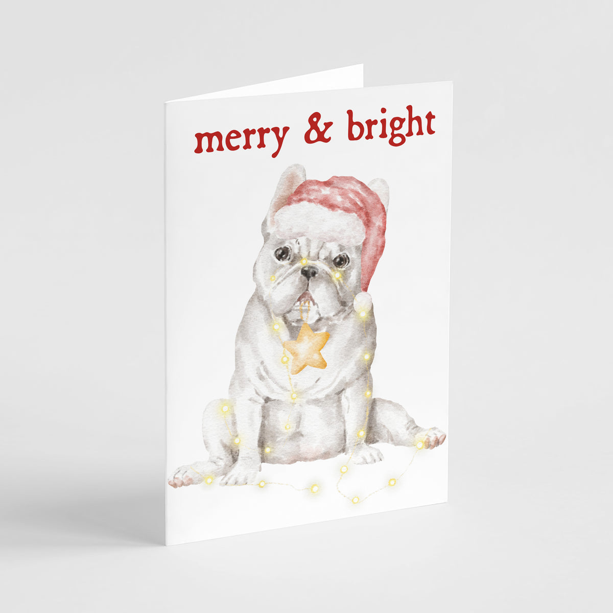 Merry and Bright French Bulldog Holiday Greeting Cards, Set of 24
