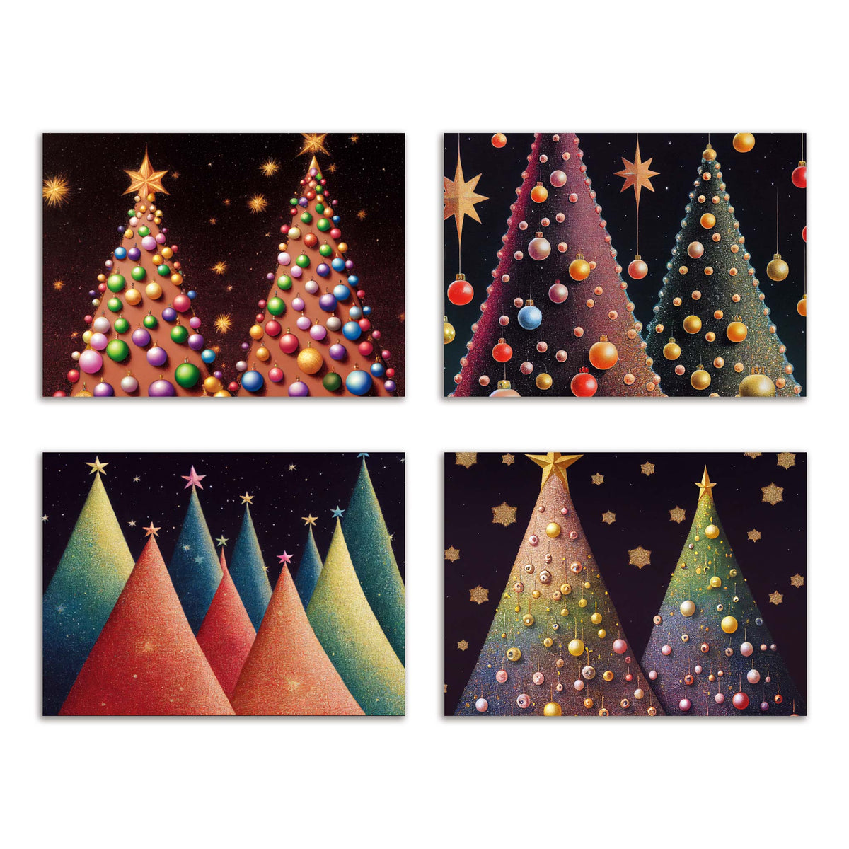 Modern Christmas Tree Greeting Cards, Set of 24