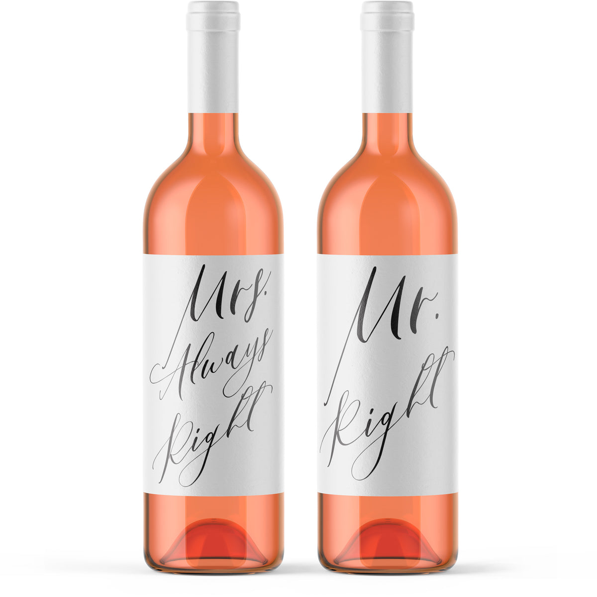 Mr. Right & Mrs. Always Right Wine Labels, Pack of 4