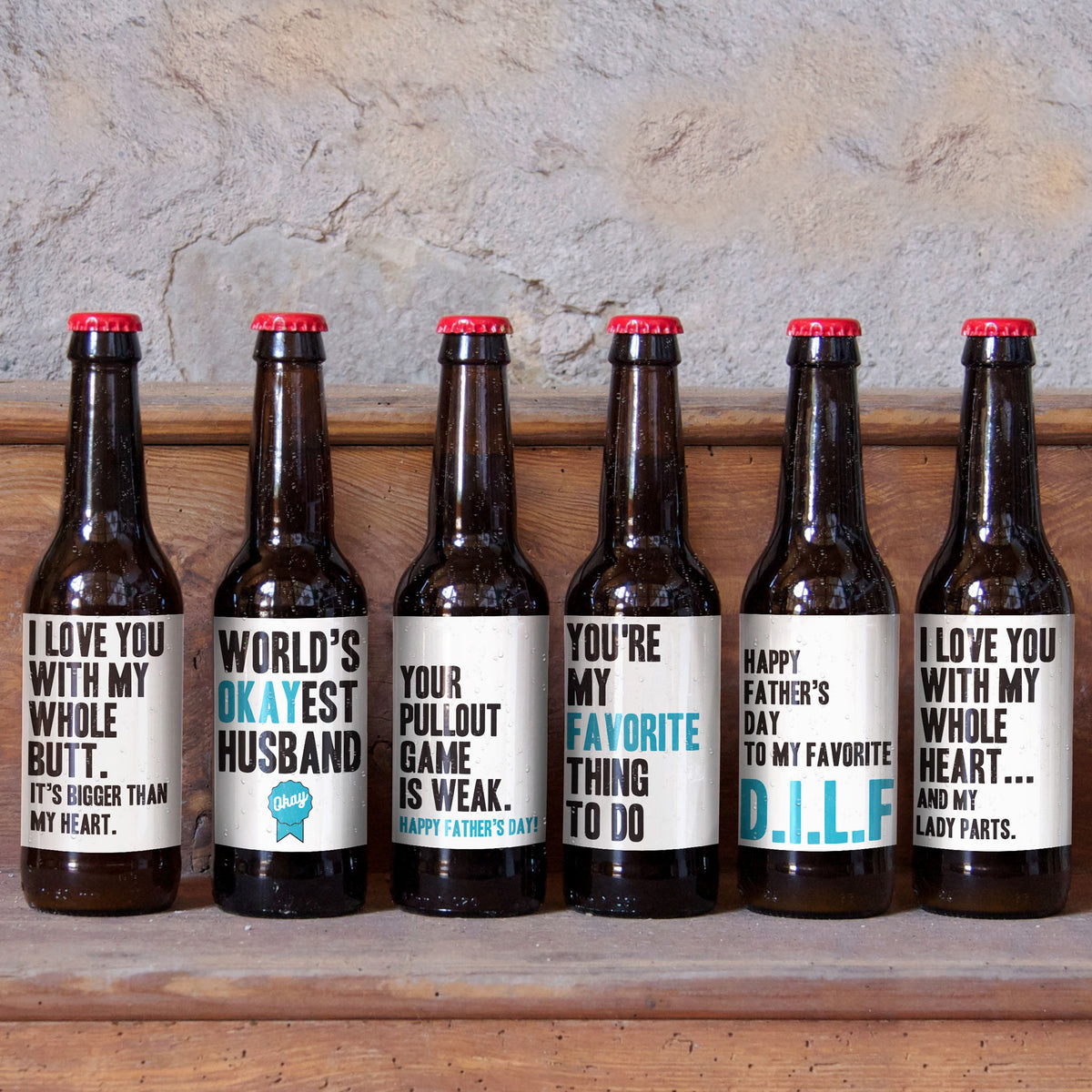 Naughty Father's Day Beer Labels, Pack of 6