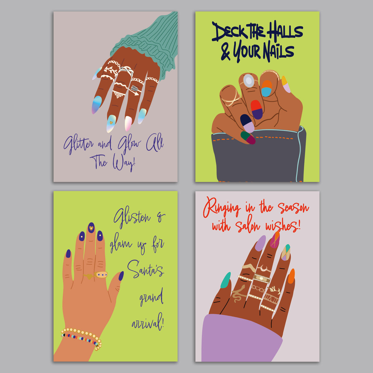 Nail Salon Holiday Greeting Cards, Set of 24
