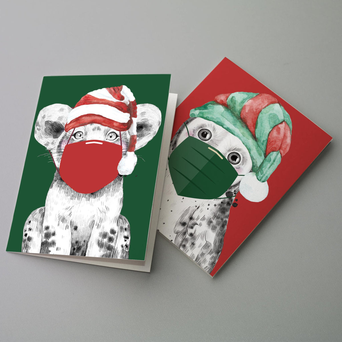 Covid Christmas Greeting Cards, Set of 24