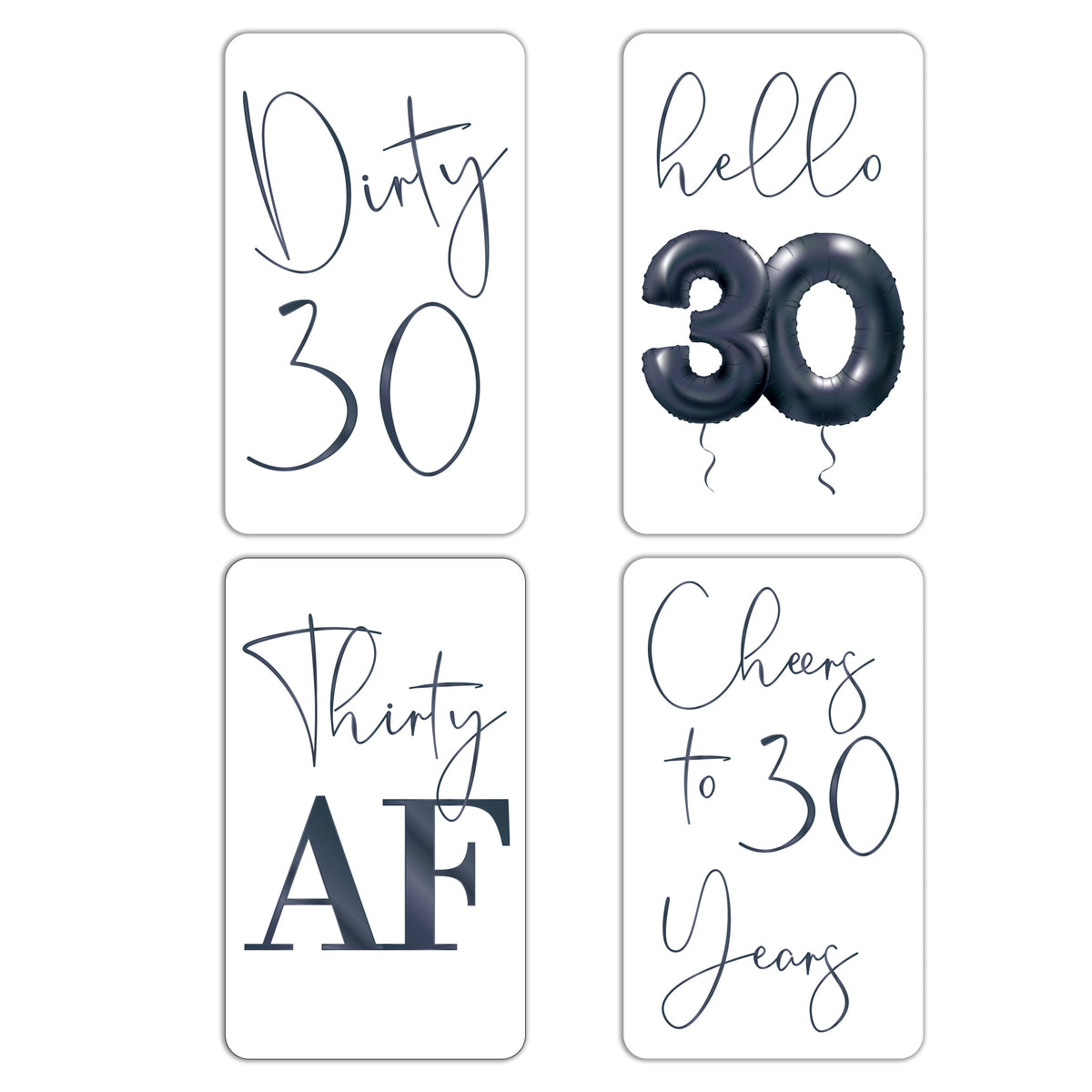Black Balloon Dirty 30 Birthday Wine Labels, Pack of 4
