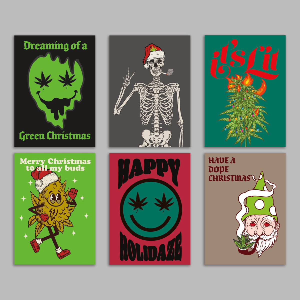 Mixed Holiday Stoner Greeting Cards, Set of 24