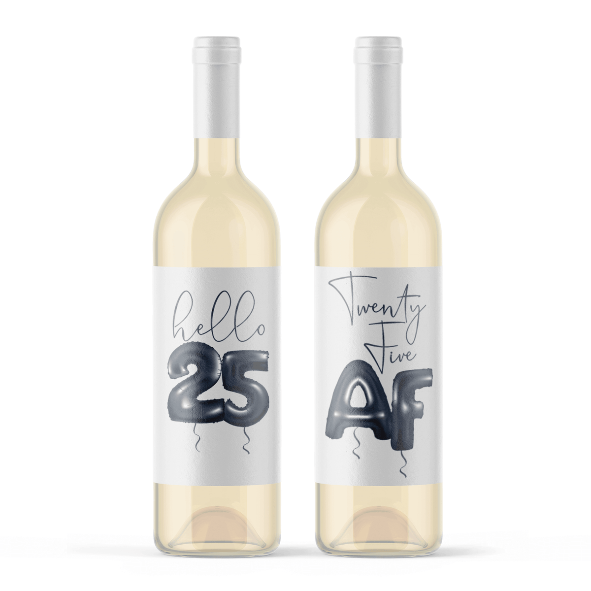 25th Birthday Wine Labels, Pack of 4
