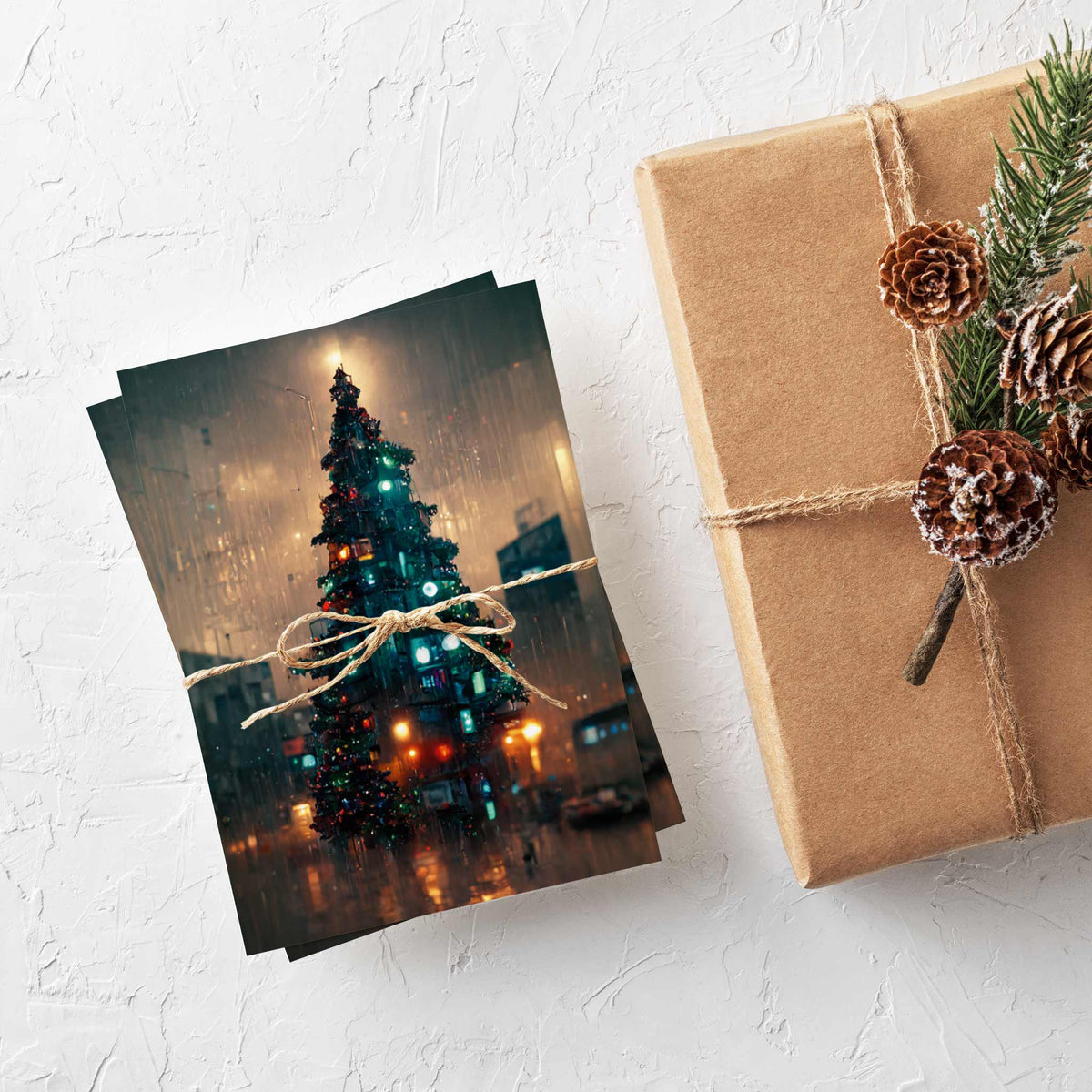 Modern Christmas Tree Greeting Cards, Set of 24