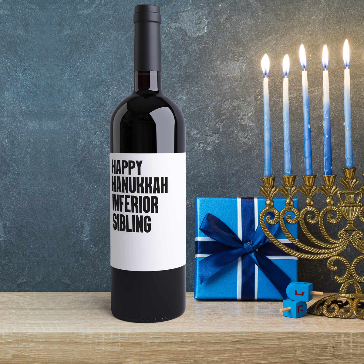 Happy Hanukkah Wine Label