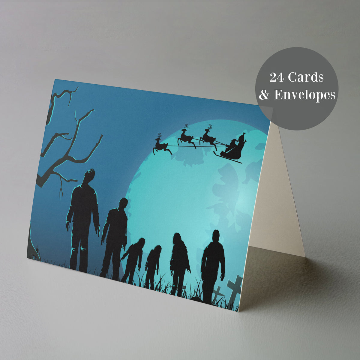 Zombie Christmas Greeting Cards, Set of 24