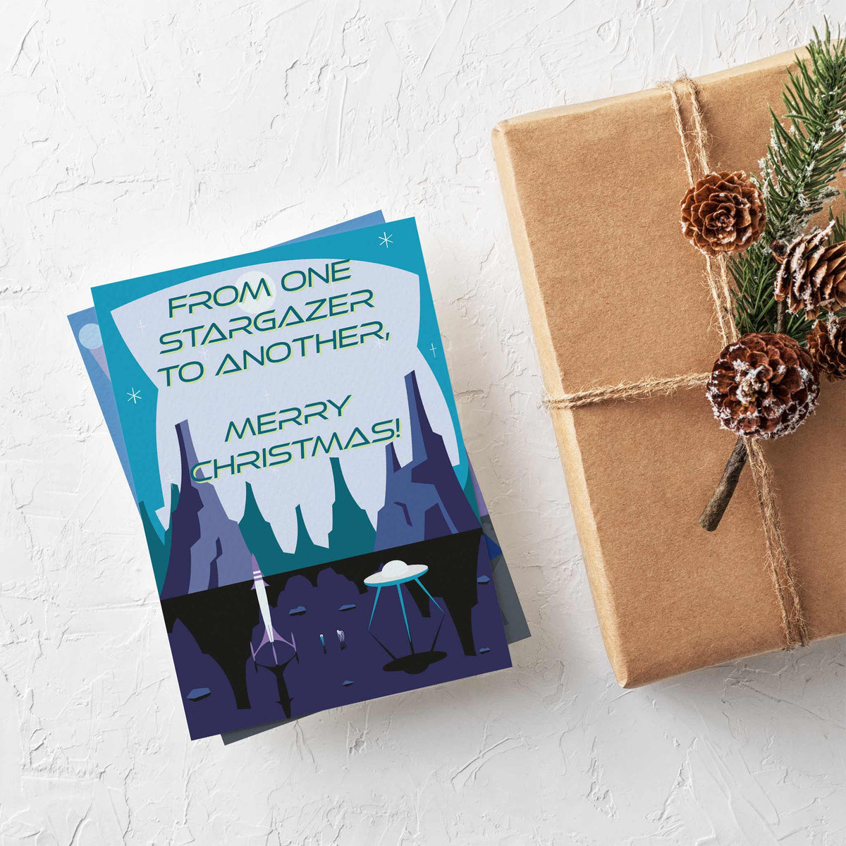 Retro Space Holiday Cards, Set of 24