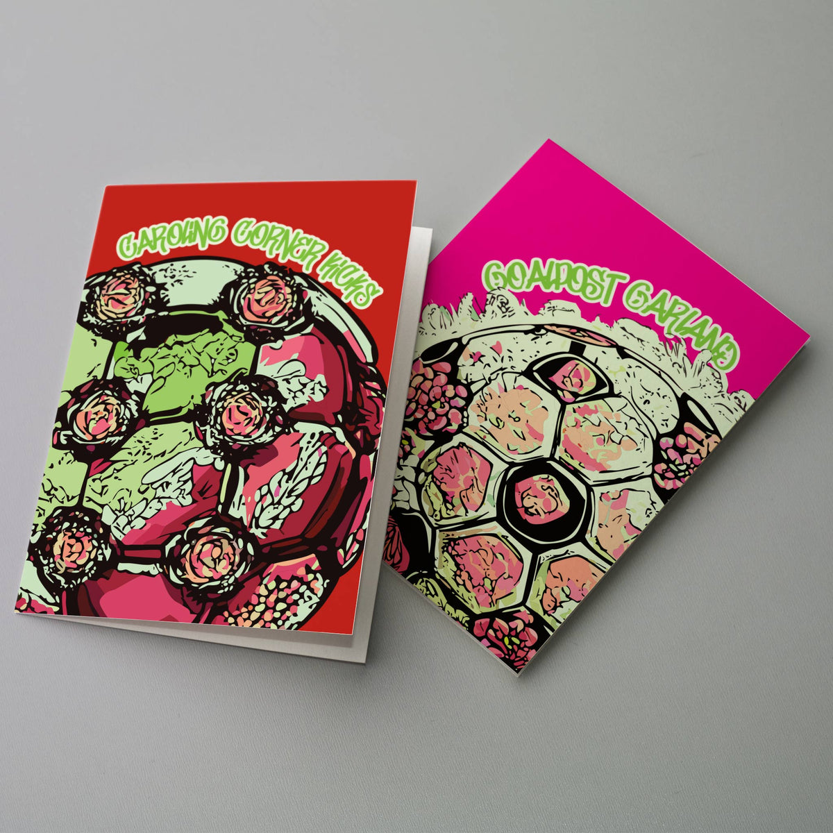 Floral Soccer Christmas Greeting Cards, Set of 24