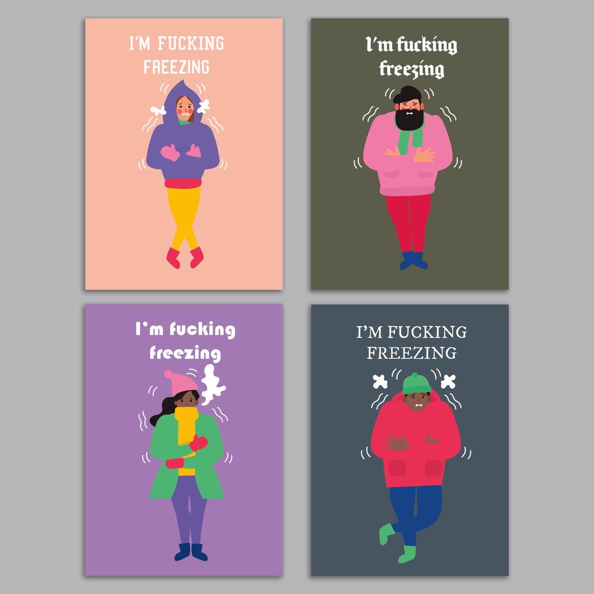 I'm F*cking Freezing Winter Greeting Cards, Set of 24