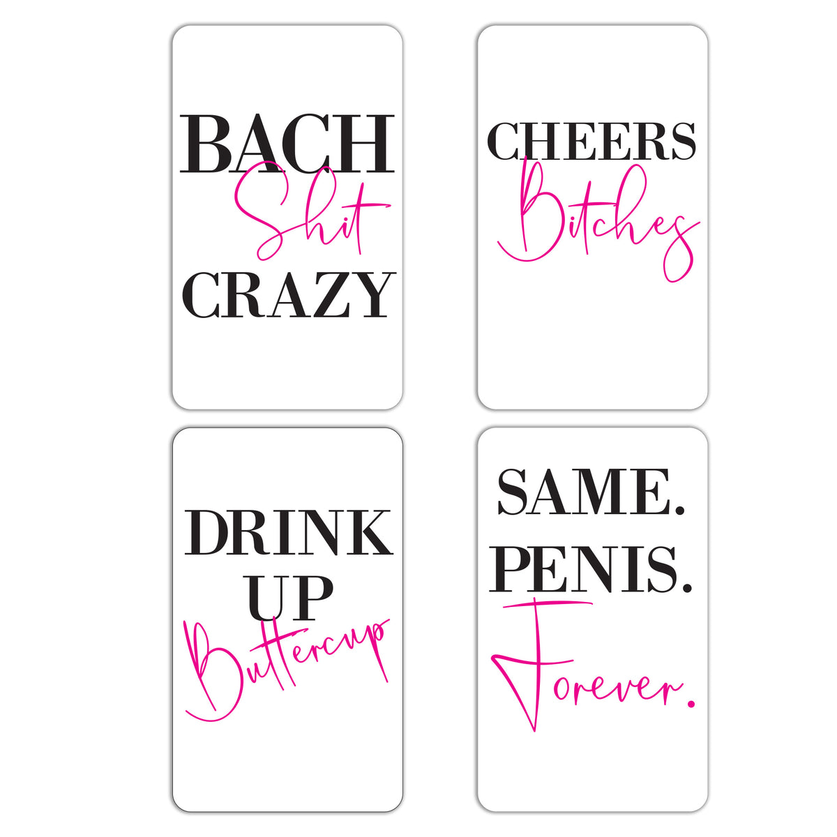 Bach Shit Crazy Wine Labels, Pack of 4