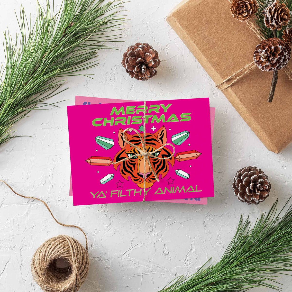 Retro Tiger Christmas Cards, Set of 24