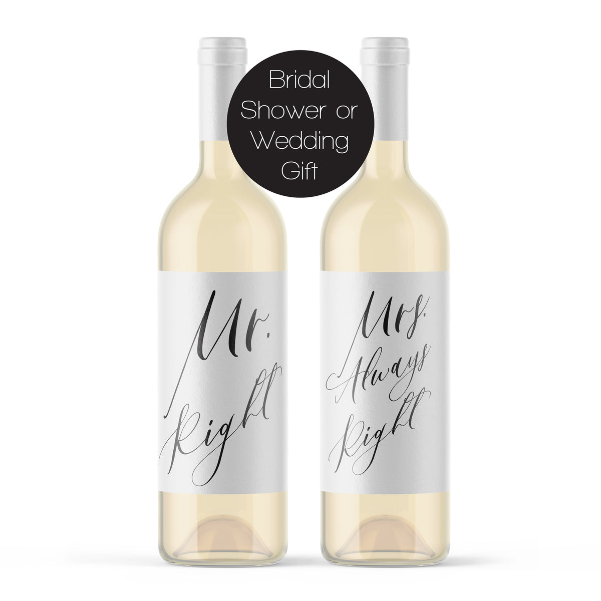 Mr. Right & Mrs. Always Right Wine Labels, Pack of 4