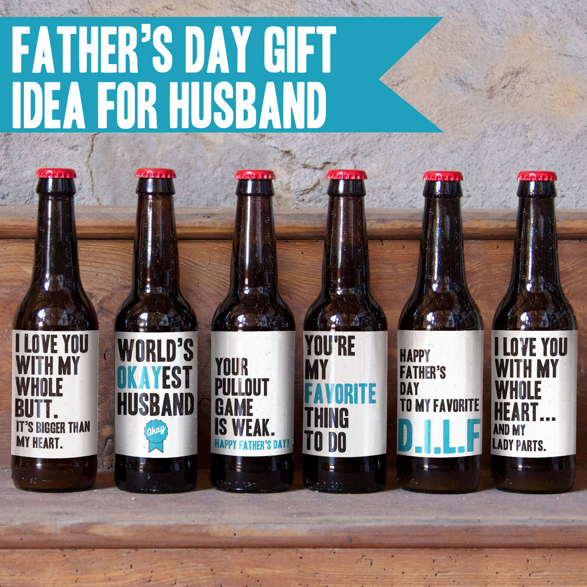 Naughty Father's Day Beer Labels, Pack of 6