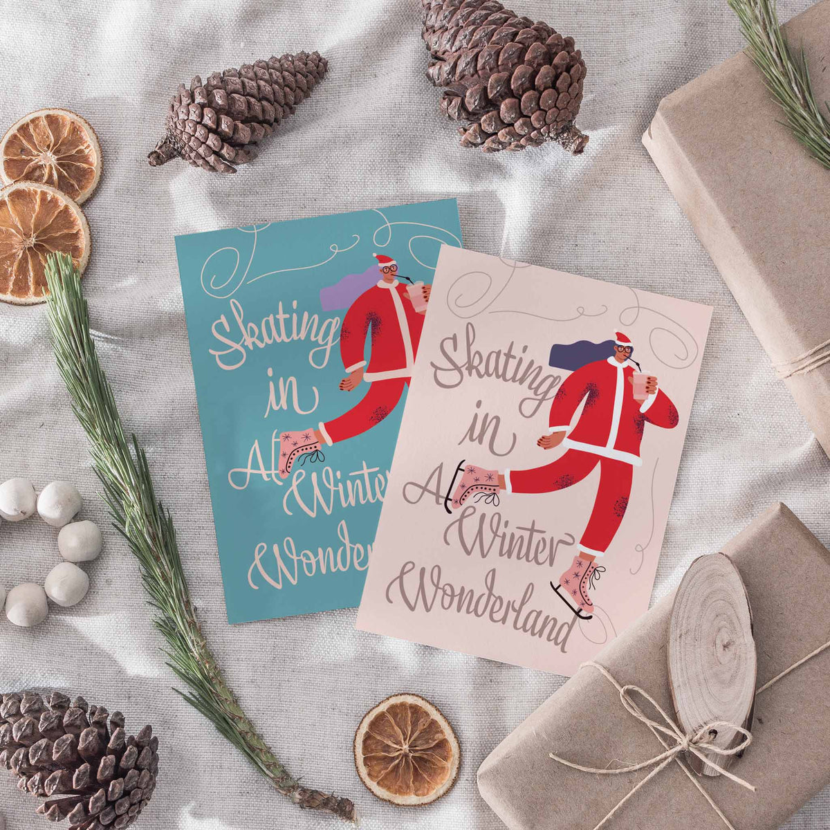 Ice Skating Winter Wonderland Greeting Cards, Set of 24