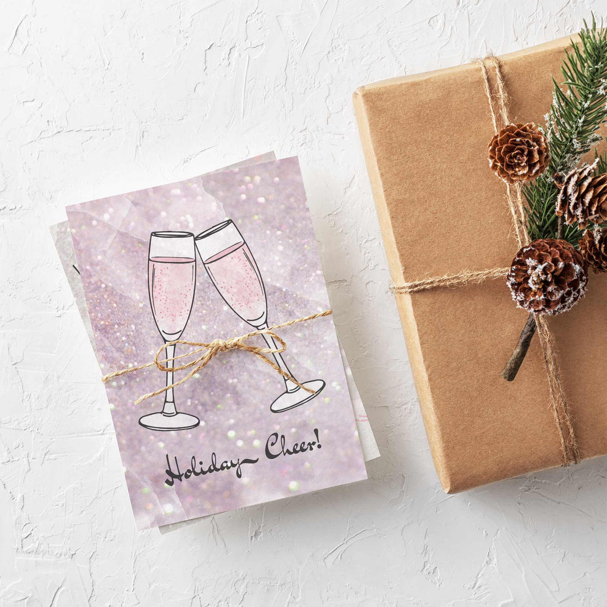 Cheers and Christmas Tree Greeting Cards, Set of 24
