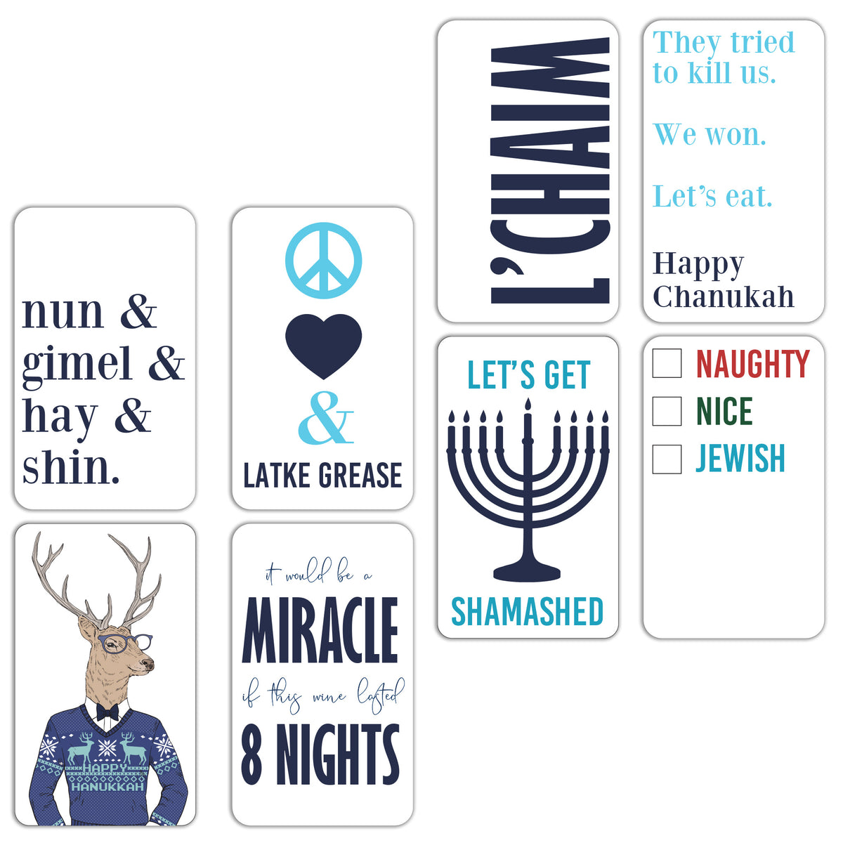 Funny Hanukkah Wine Labels, Pack of 8