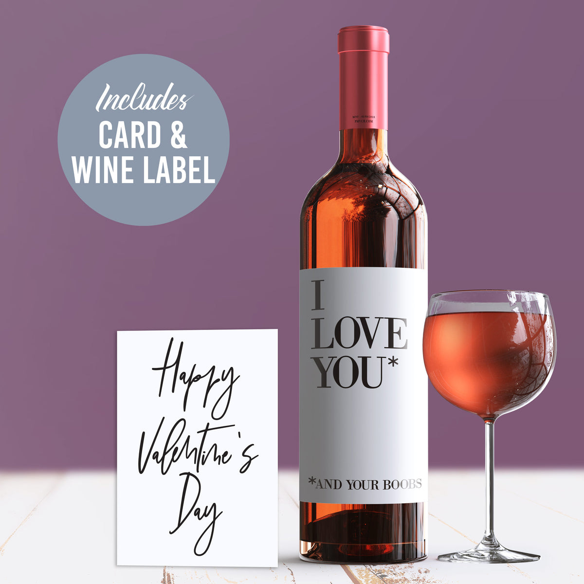 Naughty Valentine's Day Wine Label and Card