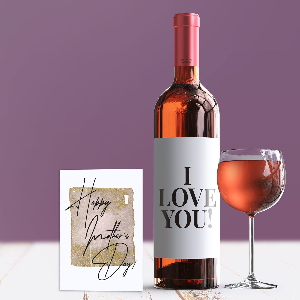 I Love You Mother's Day Wine Label and Card