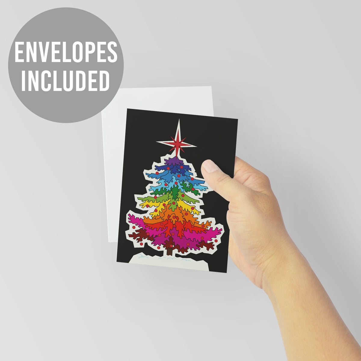 Rainbow Christmas Tree Greeting Cards, Set of 24