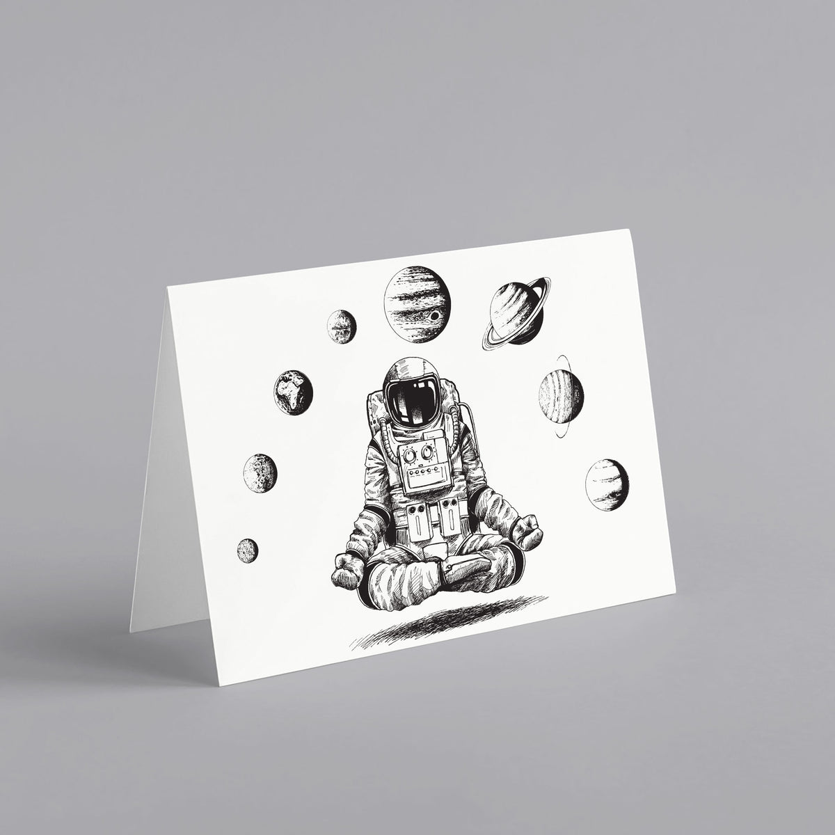 Meditating Astronaut Greeting Cards, Set of 24