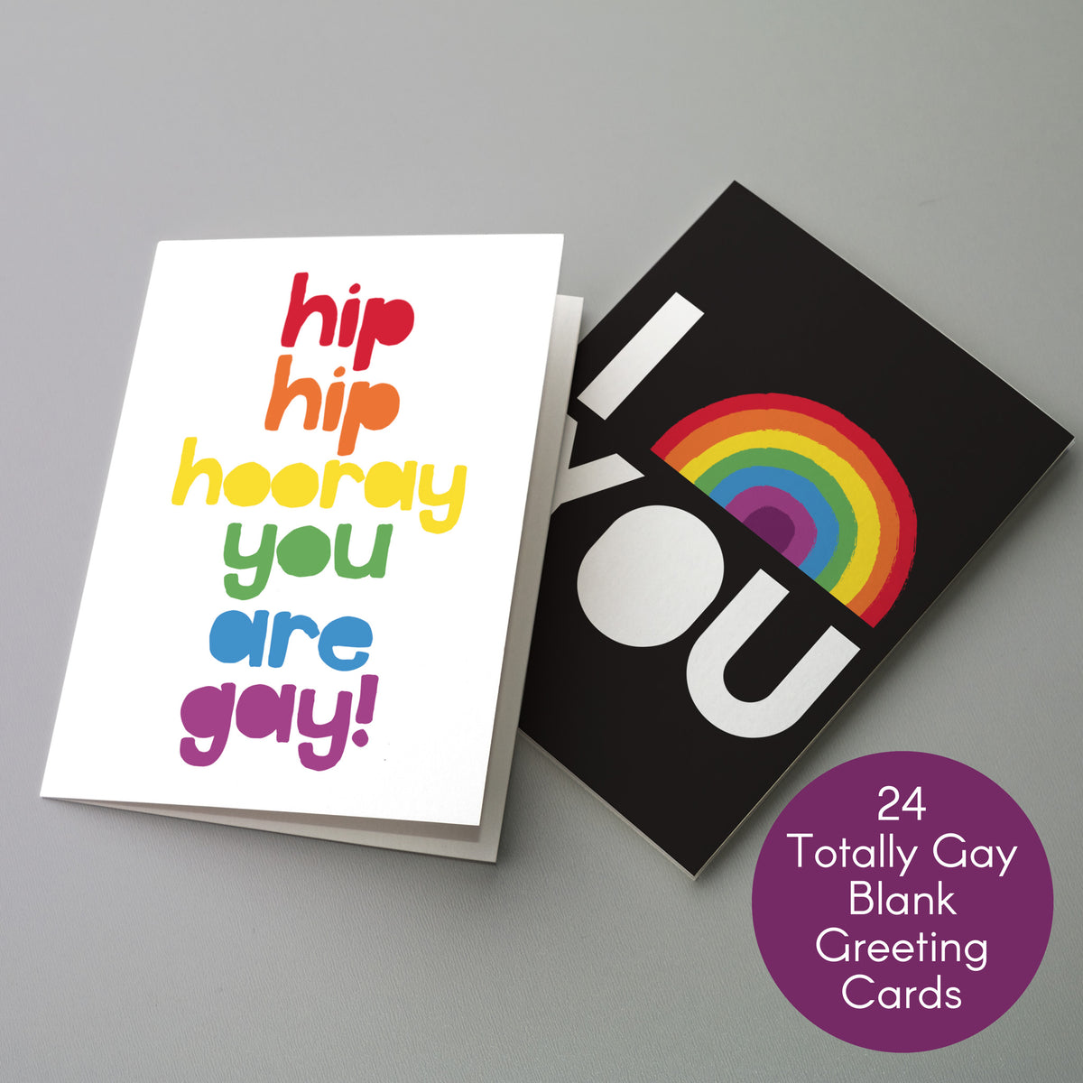 Funny Gay Pride Greeting Cards, Set of 24