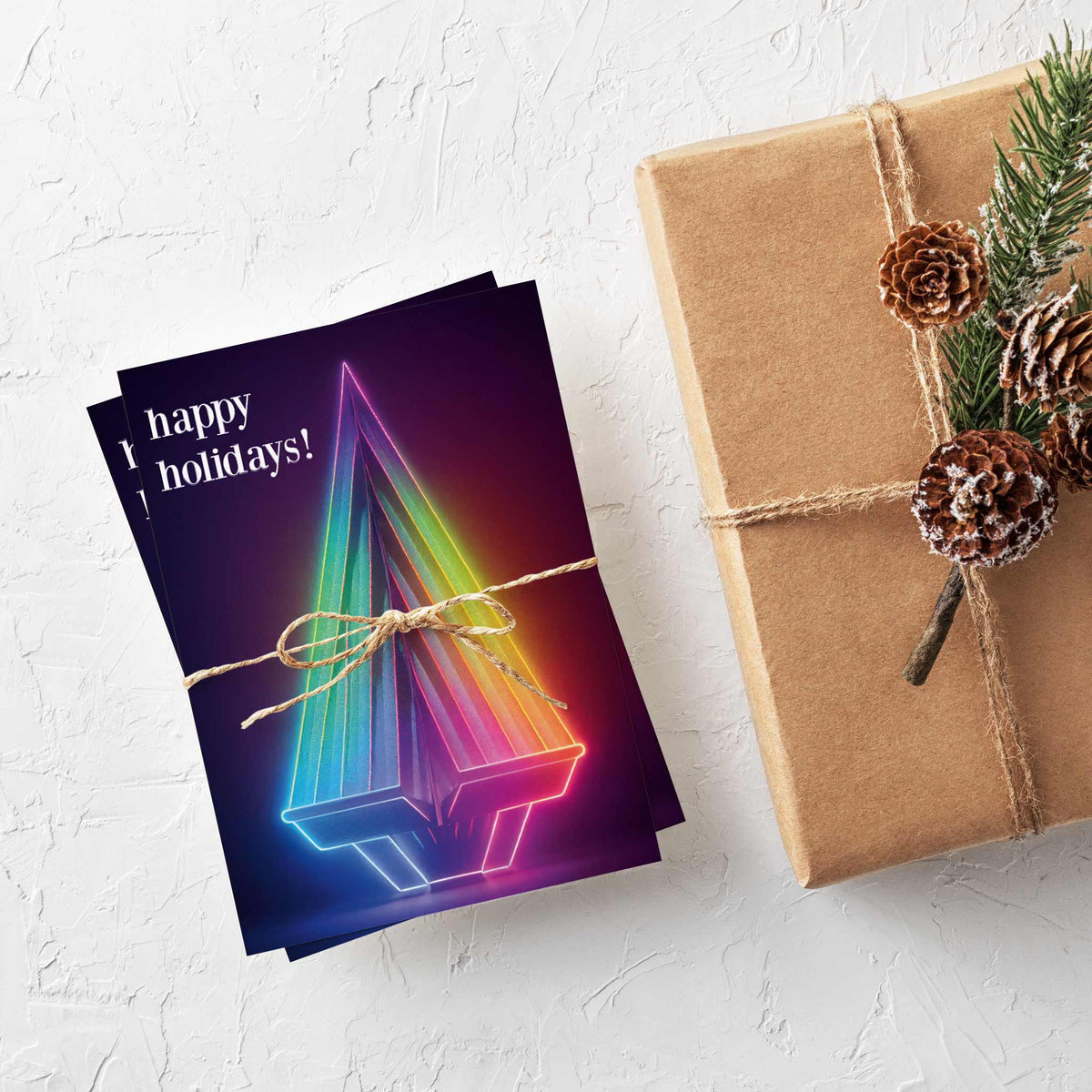 Modern Christmas Tree Greeting Cards, Set of 24