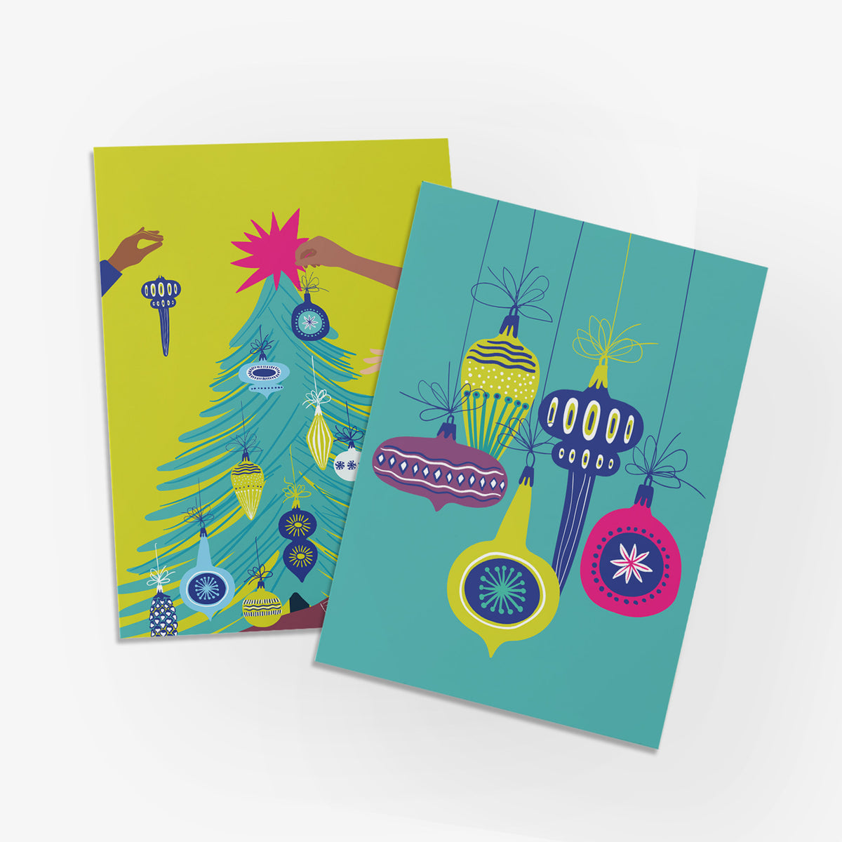 Retro Multicultural Christmas Greeting Cards, Set of 24