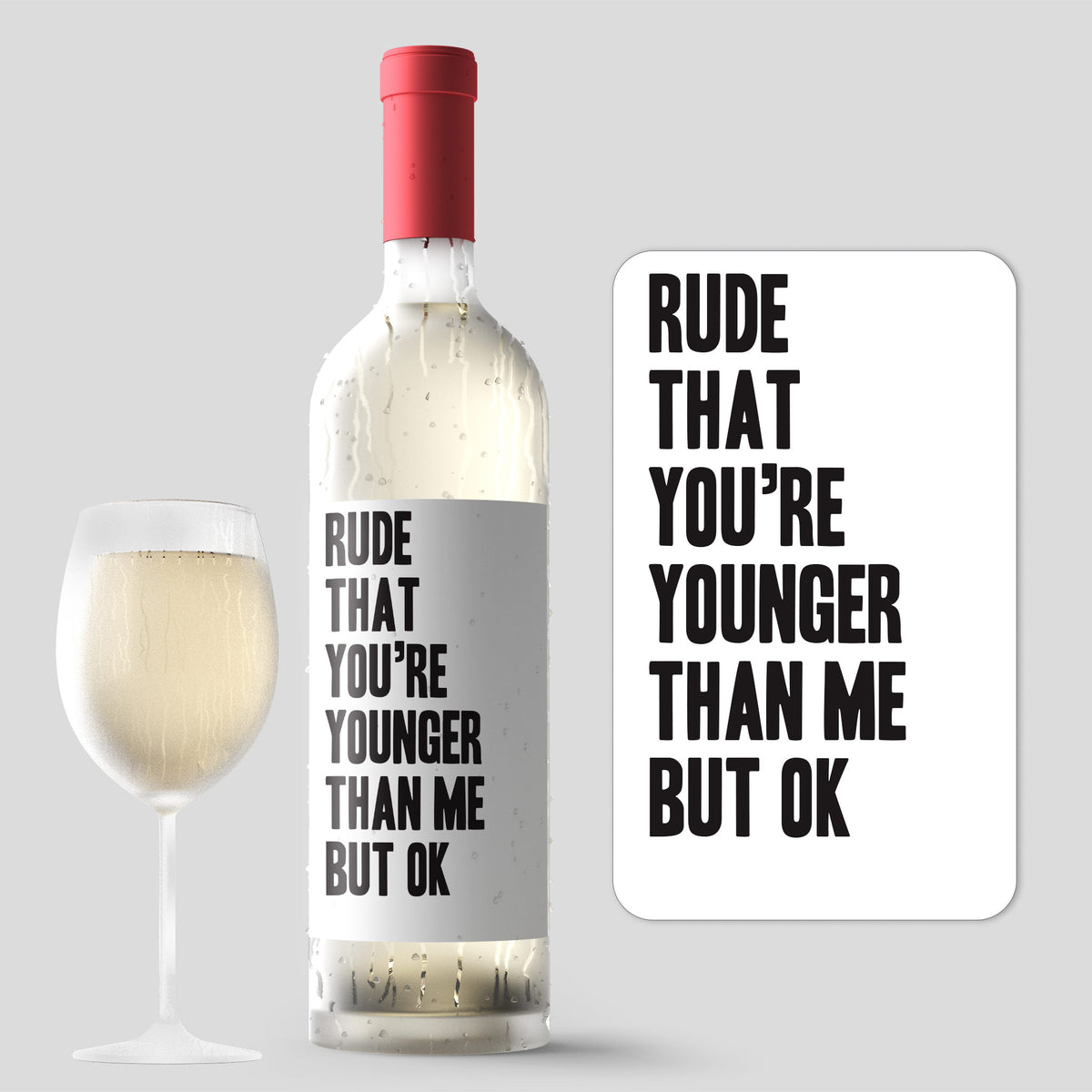 Younger Than Me Birthday Wine Label and Card